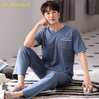 New Spring Summer Dark Grey Mens Pajama Sets Fashion Plain Soft Modal Sleepwear for Youth Man Plus Size 4XL Leisure Homeclothes