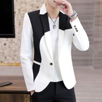 ZZOOI Fashion Splicing Men Blazers Slim Fit Business Casual Suit Jacket Handsome Wedding Groom Social Dress Coat Costume Homme 2022