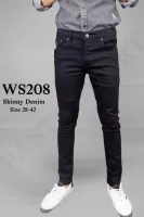 PANTS DE ART กางเกงยีนส์ชาย ขาเดฟ สีดำล้วน ผ้ายืดนิ่ม ใส่สบาย คุ้มค่า SIZE 28-42 ป้ายหนังดำ *มีบริการเก็บเงินปลายทาง*