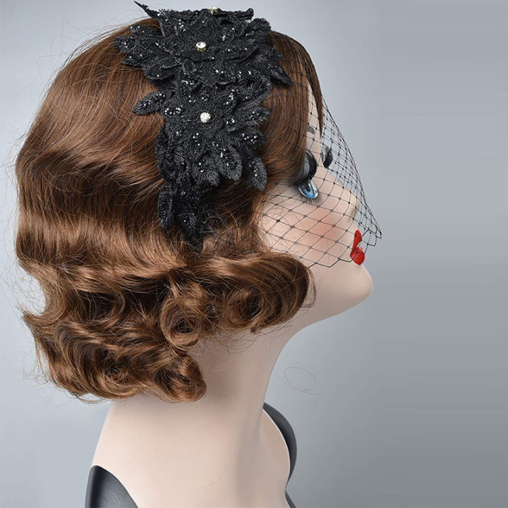 black-headband-veil-for-bridal-rhinestone-charming-lace-flower-bridal-mesh-headwear-for-wedding-hair-accessories-fascinators