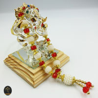 Ananta Ganesh ® พวงมาลัย handmade มุก ลูกปัดทอง (อินเดียแท้) ขนาด 5" พระพิฆเนศ พระแม่ลักษมี Ma11 MAP