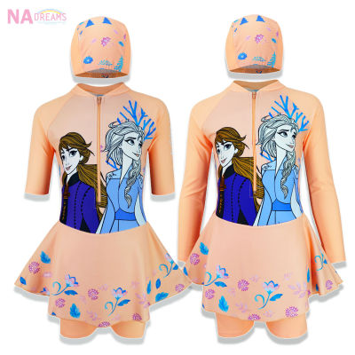 Disney Frozen ชุดว่ายน้ำเด็กหญิง ลายการ์ตูนโฟรเซ่น Frozen เจ้าหญิงหิมะ จาก NADreams Girl Swimwear ผู้หญิง ชุดว่ายน้ำ