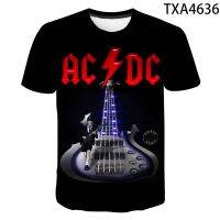 Summer 3D Printing AC/DC T-shirt Rock Style Mens and Womens Round Neck Short-sleeved T-shirt Casual Top XS-6XL