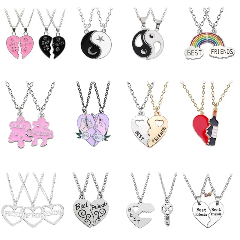 Romanti Best Friends Honey Love Couple Pendant Necklace 2 Pcs/ Set Rainbow  Broken Heart Bff Good Friends Friendship Jewelry Gift | Lazada Ph