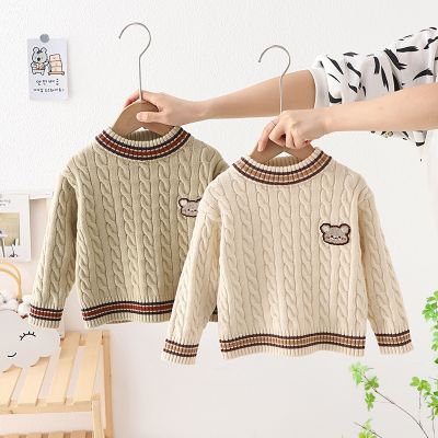 Autumn Winter Infant Baby Girls Boys Knitting Clothes Children Cotton Long Sleeve Sweater Top Cartton Bear Embroidery Pullover