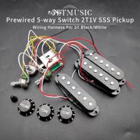 Electric Guitar Pickup Wiring Harness Prewired 5-Way Switch 2T1V SSS Pickup for ST Electric Guitar Black/White Guitar Bass Accessories