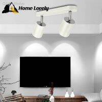 │ Superfície Montada Spotlight Ângulo Ajustável Lâmpada 2 Cabeças Branco Corpo Cromado Moderna De Estar Quarto