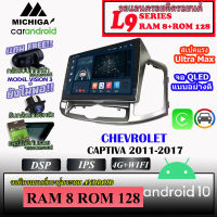 ?ใหม่? จอแอนดรอยตรงรุ่นติดรถยนต์ CHEVOROLET CAPTIVA  2011-2017 MICHIGA  L9 สเปค CPU ARMV8 8Core RAM8 ROM128 10นิ้ว รองรับ APPLECARPLAY ANDROIDAUTO เครื่องเสียงติดรถยนต์