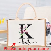 Custom Name Burlap Tote Bags Personalized Bridesmaid Bachelorette Bridal Party Girls Canvas Jute Tote Shopper Bags Teacher Gift