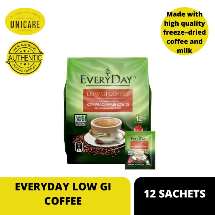 EVERYDAY LOW GI COFFEE 12'S, No artificial flavors, Halal, Healthier
