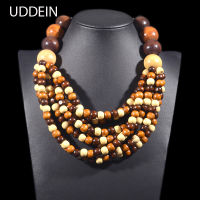 UDDEIN Handmade Bib Beads Wood Necklace &amp; Pendant Bohemian Statement Jewelry Multi Layer Wood Maxi Necklace For Women Choker