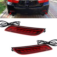 ไฟเบรกกันชนไฟท้ายรถ2ชิ้นโคมไฟสะท้อนแสงคำเตือนหยุด LED สีแดงสำหรับ Toyota Camry 2018 2019พร้อมฟังก์ชั่น2แบบ