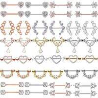 แท่งเจาะหัวนมรูปดอกไม้1คู่14 Gแสตนเลสหัวคริสตัลทองคำสีกุหลาบเครื่องประดับแบบเจาะหัวนมเซ็กซี่เครื่องประดับเจาะ