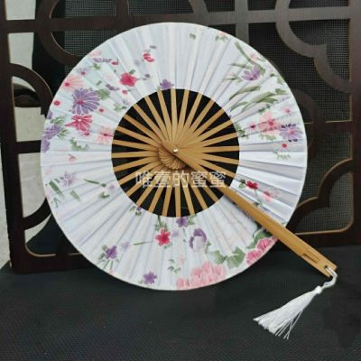 ☈✖¤  Creative classical Japanese revolving round fan round bamboo craft Japanese cherry blossom windmill fan and wind fan fan