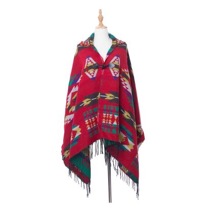 【CW】 Scarf and New Yunnan Horn Buckle Keep Warm Ethnic Hood Cape Wholesale