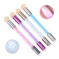 1pcs Double ended Nail Brush Pen UV Gel Gradient Bloom Transfer Sponge Silicone Stamper Head Drawing Dotting Manicure Tool