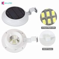 ☃☒ KHLITEC New Style Solar Gutter Lights 12 LED Solar Powered Waterproof Security Lamp Wall Mount Lamp Light for Outdoor Garden