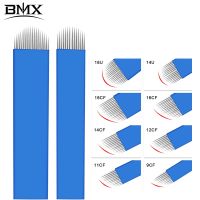 BMX Tattoo Agujas Microblading Needles 0.18mm Needles Tebori 12/14 Pin 18U Permanent Makeup Eyebrow Tattoo Needles Blades