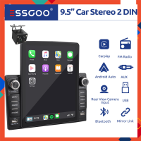 ESSOGO 2 Din 9.5 "นิ้วรถเครื่องเล่นแอนดรอยด์สเตอริโอ HD หน้าจอจอสัมผัส Capactive CarPlay &amp; Android กระจกอัตโนมัติ Link Kamera Spion เสียงอัจฉริยะรองรับ Fm/bt/USB/AUX /Tf