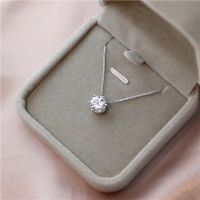 Cute 925 Sterling Silver Geometric Simple Round Choker AAA Zircon Pendant Necklace For Women Engagement Fine Jewelry NK005 Fashion Chain Necklaces