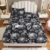 【hot】！ 1pc 100 polyester print bed mattres fitted sheet with corners elastic band hot pillowcases need order