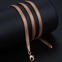 585 Light Rose Gold Filled Necklaces for Women Men Bismark Hammered Link Chain Fashion Jewelry Accessories 5mm GN452A