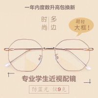 Myopia glasses womens Korean version of the trendy degree polygon net red eyes flat mirror anti-blue radiation frame