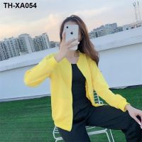 ☢☾▨ han edition loose cardigan zipper long-sleeved baseball uniform thin fleece short coat jackets with female