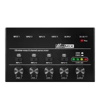 1 PCS 4 Channels Audio Mixer Portable Ultra Low-Noise Mixer Mini Stereo Mixer Audio USB Mixer for Recording Studio Black