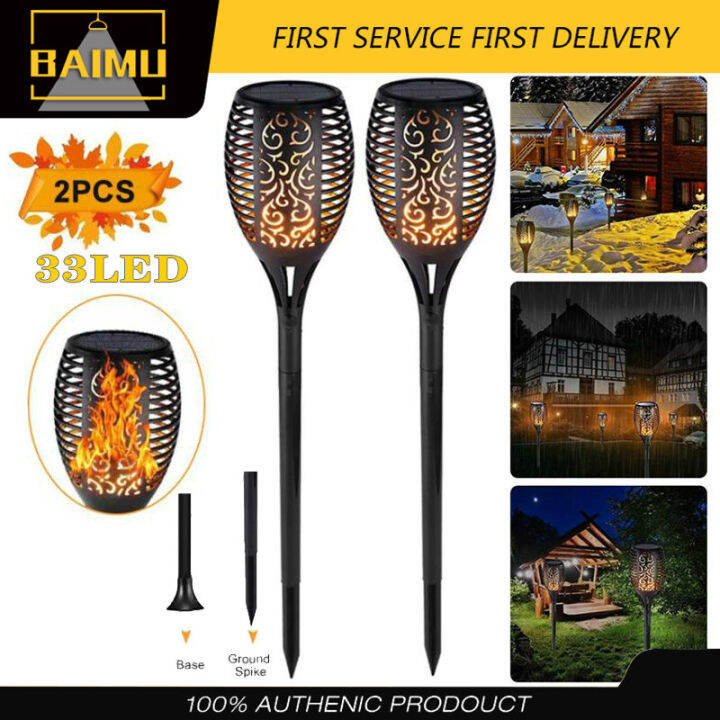 [READY STOCK] BAIMU Solar Flame Light,33/96LED Outdoor Waterproof ...