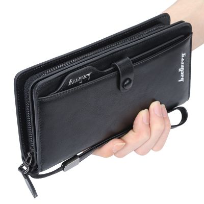 2022 New Men Long Fashion Wallets Desigh Zipper Card Holder Leather Purse Solid Coin Pocket High Quality Male Purse