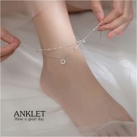 s925 Anklet1 สร้อยข้อเท้าเงินแท้ ห่วงเดี่ยวเส้นคู่ สวยน่ารัก ใส่สบาย เป็นมิตรกับผิว