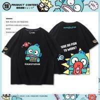 เสื้อยืดแขนสั้น ผ้าฝ้ายแท้ พิมพ์ลาย Sanrio Mermaid Ugly Fish Hanton Co-Branded สําหรับผู้ชาย และผู้หญิง 2023 5.8