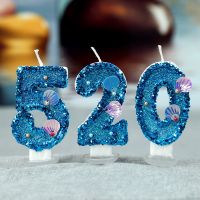 【CW】▬◄❄  0-9 Number Candles Glitter Birthday Candle Toppers for Anniversary Wedding Decoration Supplies