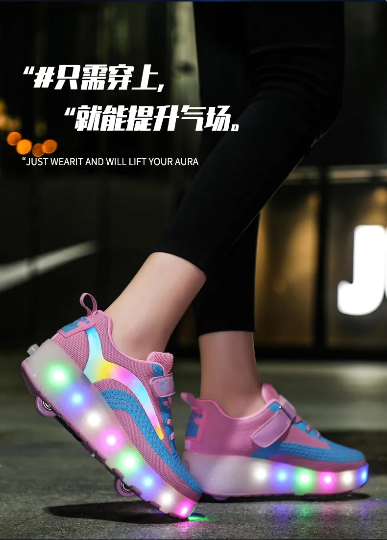 2023 New Hai Sneakers Có Bánh Xe Sạc USB Đèn LED Nhấp Nháy Lên Trượt Patanh  Bánh Xe Giày Cho Nam Nữ 