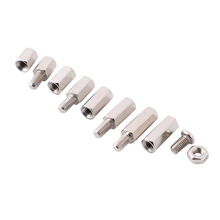 200pcs-set-m3-hex-nut-spacing-screw-male-female-threaded-pillar-pcb-pc-motherboard-nickel-plated-standoff-spacer-kit