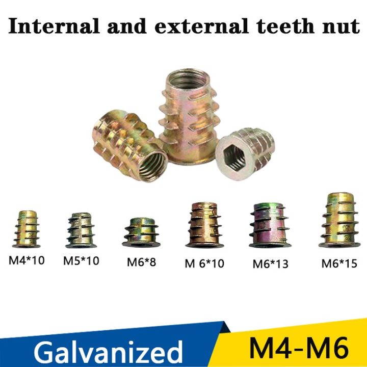 galvanized-rivet-nut-threaded-insert-m4-m5-m6-self-tapping-set-threaded-bushing-nut-tools-internal-and-external-thread-rivet-nut-nails-screws-fastener