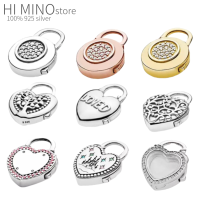 Hot sale 100 real 925 sterling silver fashion buckle heart lock DIY charm Pan celet high quality classic womens jewelry