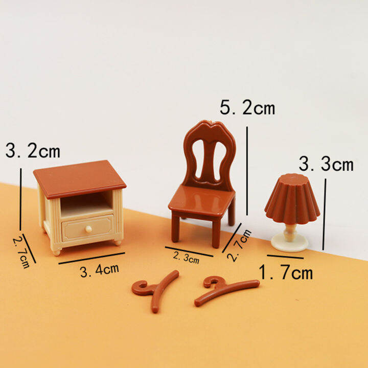 tds-1ชุดเฟอร์นิเจอร์บ้านตุ๊กตาน่ารักน้ำหนักเบาขนาดเล็กจำลองการตกแต่งที่สมจริงเก้าอี้เตียงนอนห้องนอนเรียบเนียนของขวัญวันเกิดกระดานปาลูกดอก1ชุดที่มีประโยชน์