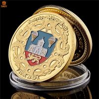 1944 WW2 D-Day French Parachute Soldier Gold Hydraulic Metal Military Token Challenge Souvenirs Coins Collectible Badge Gift