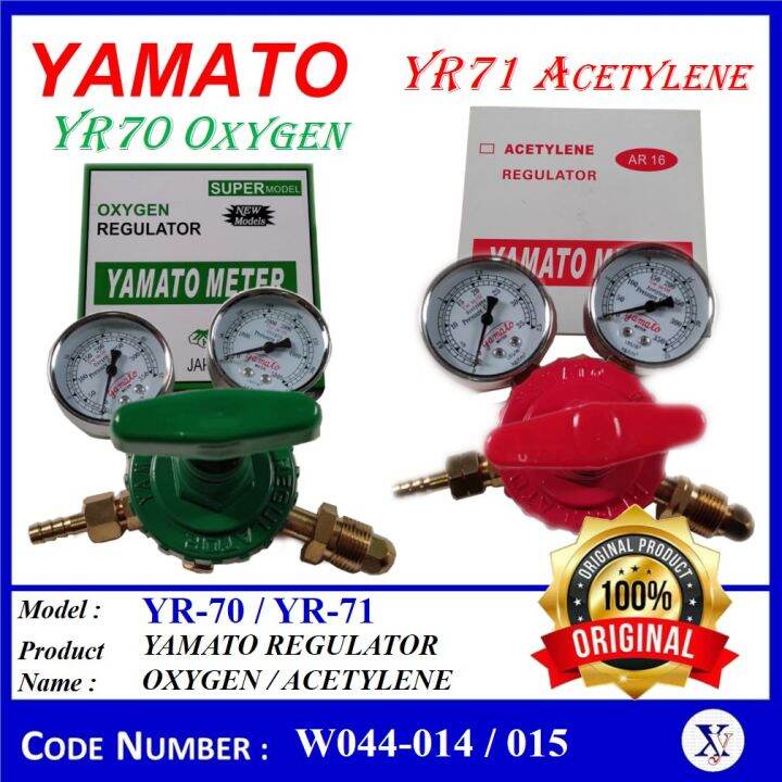 W044015 YR71 YAMATO ACETYLENE REGULATOR & W044014 YR70 OXYGEN