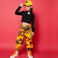 Girls Hip Hop Crop Top Camouflage Pants Clothes Sets Kids Cargo Pant Streetwear Child Street Dance Sweatshirt Joggers Costumes