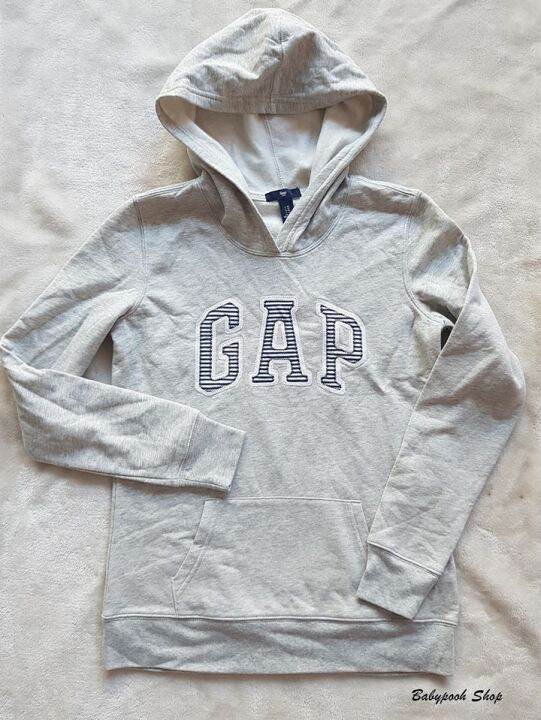 เสื้อกันหนาว-ผู้ใหญ่-แบรนด์-gap-แบบสวม-สีเทาโลโก้สีน้ำเงิน