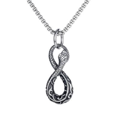 JDY6H European and American infinite snake necklace for men personality charm 8-shaped stainless steel snake animal pendant jewelry