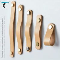 【LZ】☌ↂ▩  Nordic Cowhide Handle for Kitchen Cabinet gaveta do armário porta couro identificador estudo do quarto mobiliário infantil