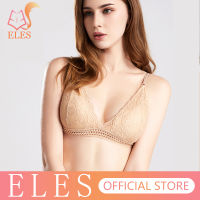 ELES บางสไตล์ฝรั่งเศส Bralette สำหรับผู้หญิงลูกไม้ไร้สายสามเหลี่ยมถ้วยผู้หญิงชุดชั้นในนุ่ม Bra ชุดชั้นในลึก V หญิง Bra