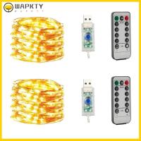 WAPKTY 2 Pack ด้วยรีโมทคอนโทรลและตัวจับเวลา8โหมด ไฟแฟรี่ สีขาวอบอุ่น 66ft แอลอีดี200 ไฟสายเสียบ USB แบบพกพาได้ ลวดเงินแท้ ไฟดาวเต็มฟ้า บ้านห้องห้อง