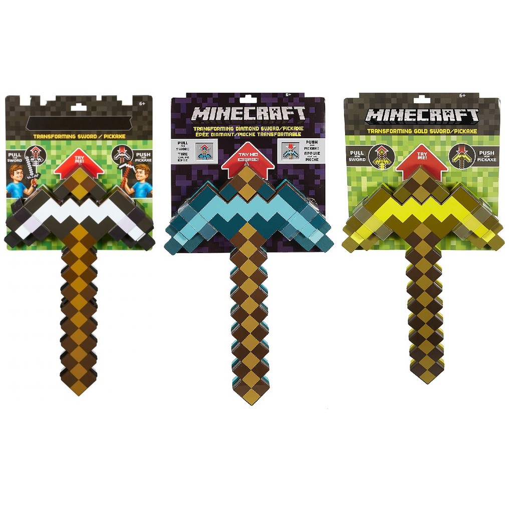 2 en 1 Minecraft Games Transforming Diamond Sword et pioche houe Toys Kid's Top 