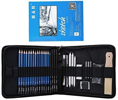 35pc-drawing-sketching-pencil-set-professional-sketch-set-in-carry-case-art-supplies-drawing-kit-graphite-charcoal-stick-tool