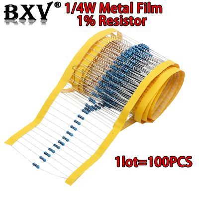 100PCS/LOT 1/4W 1R 22M 1 Metal Film Resistor 100R 220R 1K 1.5K 2.2K 4.7K 10K 22K 47K 100K 100 220 1K5 2K2 4K7 Ohm Resistance
